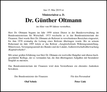 Anzeige von Günther Oltmann von General-Anzeiger Bonn