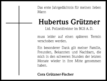 Anzeige von Hubertus Grützner von General-Anzeiger Bonn