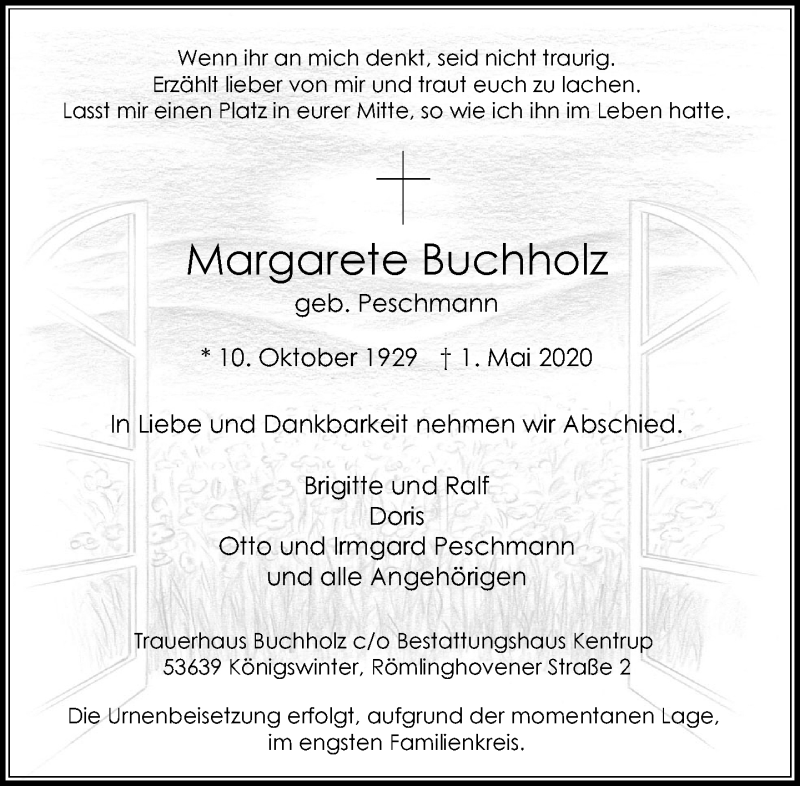 Traueranzeigen Von Margarete Buchholz GA Trauer De