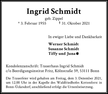 Traueranzeigen Von Ingrid Schmidt Ga Trauer De