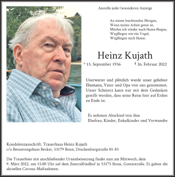 Traueranzeigen Von Heinz Kujath GA Trauer De