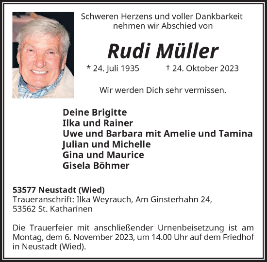 Traueranzeigen Von Rudi M Ller Ga Trauer De