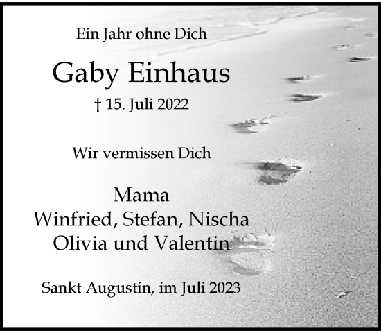 Traueranzeigen Von Gaby Einhaus Ga Trauer De