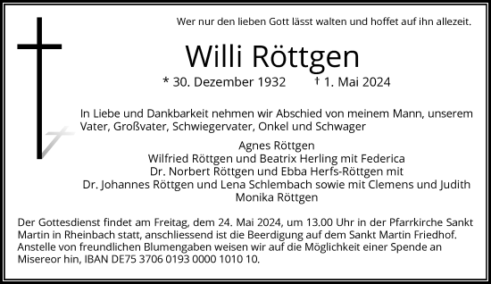 Anzeige von Willi Röttgen von General-Anzeiger Bonn