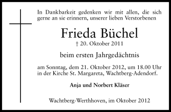 Anzeige von Frieda Büchel von General-Anzeiger Bonn
