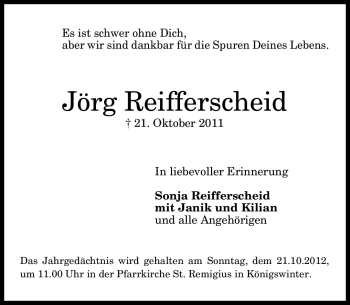 Anzeige von Jörg Reifferscheid von General-Anzeiger Bonn