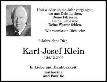 Anzeige von Karl-Josef Klein von General-Anzeiger Bonn
