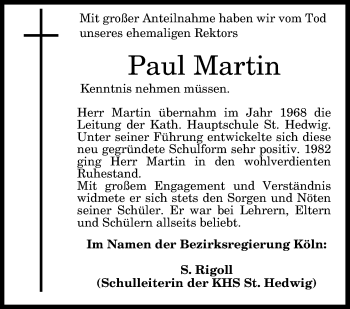 Anzeige von Paul Martin von General-Anzeiger Bonn