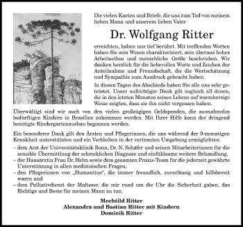 Anzeige von Wolfgang Ritter von General-Anzeiger Bonn