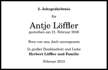 Anzeige von Antje Löffler von General-Anzeiger Bonn