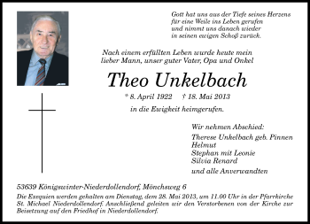 Anzeige von Theo Unkelbach von General-Anzeiger Bonn