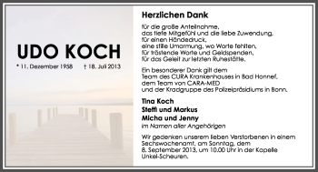 Anzeige von Udo Koch von General-Anzeiger Bonn