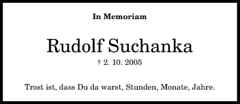 Anzeige von Rudolf Suchanka von General-Anzeiger Bonn