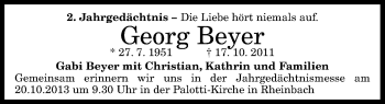 Anzeige von Georg Beyer von General-Anzeiger Bonn