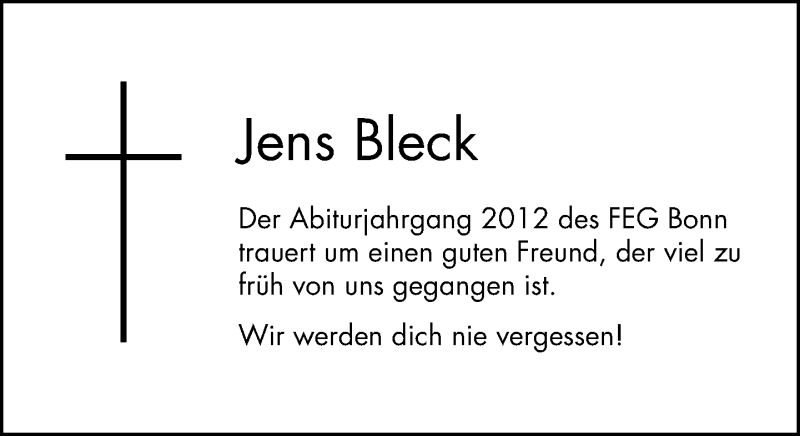  Traueranzeige für Jens Bleck vom 04.12.2013 aus General-Anzeiger Bonn