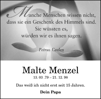 Anzeige von Malte Menzel von General-Anzeiger Bonn