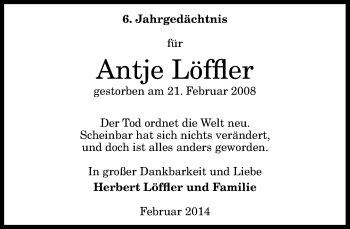 Anzeige von Antje Löffler von General-Anzeiger Bonn