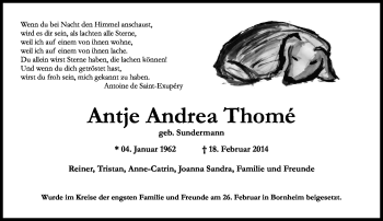 Anzeige von Antje Andrea Thomé von General-Anzeiger Bonn