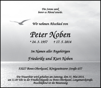 Anzeige von Peter Noben von General-Anzeiger Bonn
