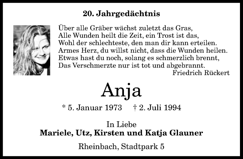  Traueranzeige für Anja  vom 02.07.2014 aus General-Anzeiger Bonn