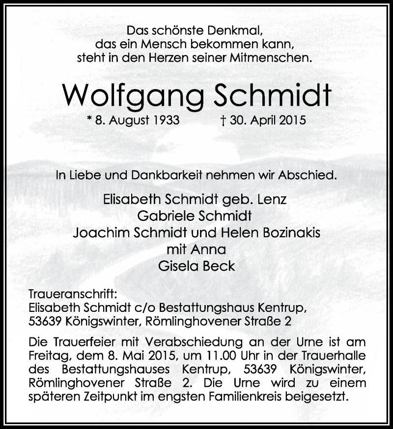 Download Wolfgang Schmidt Traueranzeige Images