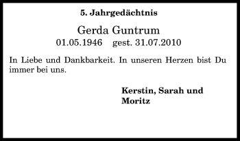 Anzeige von Gerda Guntrum von General-Anzeiger Bonn