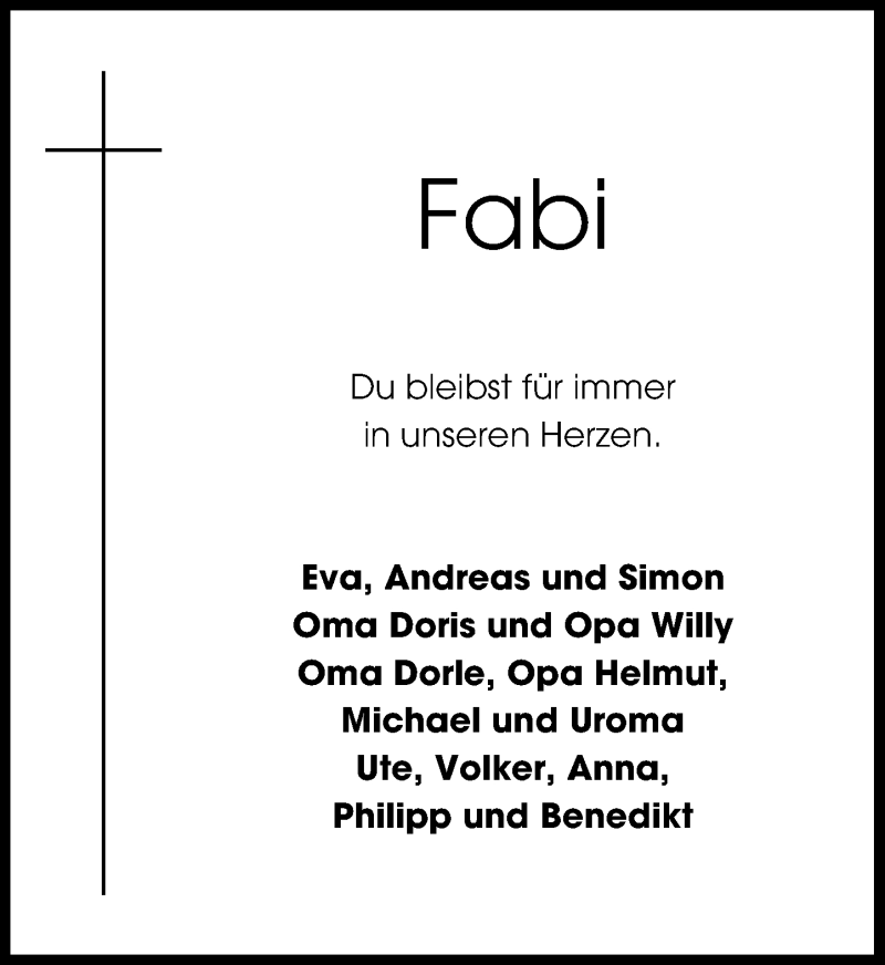  Traueranzeige für Fabian Schmitz-Rendenbach vom 05.12.2015 aus General-Anzeiger Bonn