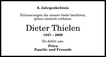 Anzeige von Dieter Thielen von General-Anzeiger Bonn