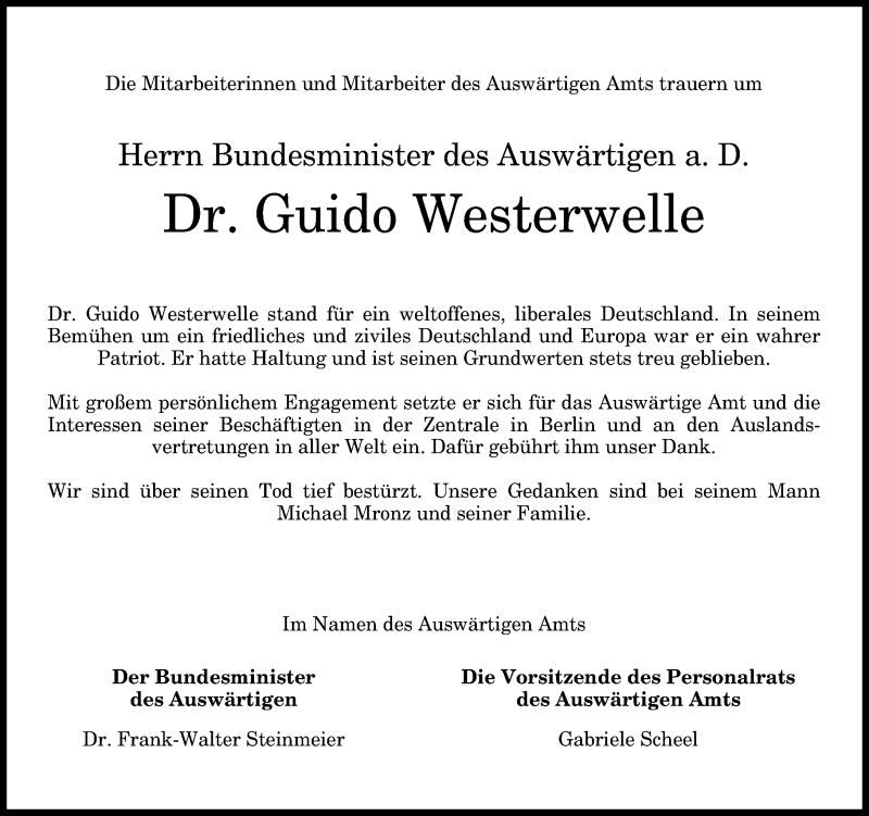  Traueranzeige für Guido Westerwelle vom 19.03.2016 aus General-Anzeiger Bonn