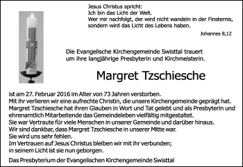 Anzeige von Margret Tzschiesche von General-Anzeiger Bonn