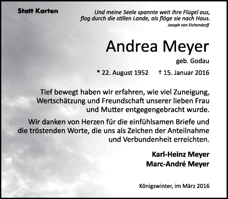  Traueranzeige für Andrea Meyer vom 05.03.2016 aus General-Anzeiger Bonn