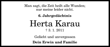 Anzeige von Herta Karau von General-Anzeiger Bonn