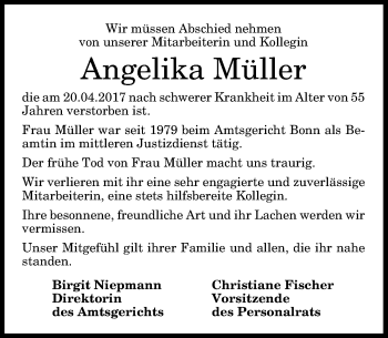 Anzeige von Angelika Müller von General-Anzeiger Bonn
