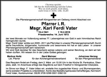 Anzeige von Karl Ferdi Vater von General-Anzeiger Bonn