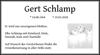 Anzeige von Gert Schlamp von General-Anzeiger Bonn