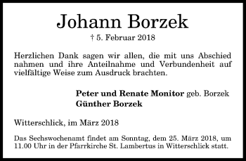 Anzeige von Johann Borzek von General-Anzeiger Bonn