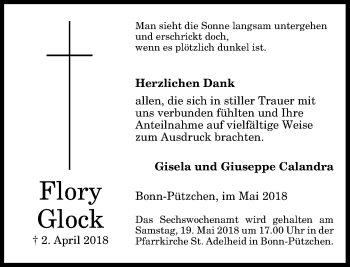 Anzeige von Flory Glock von General-Anzeiger Bonn