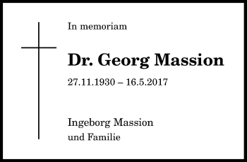 Anzeige von Georg Massion von General-Anzeiger Bonn