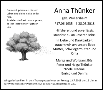 Anzeige von Anna Thünker von General-Anzeiger Bonn