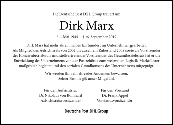 Anzeige von Dirk Marx von General-Anzeiger Bonn