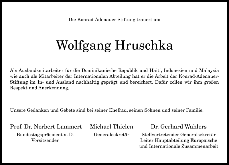  Traueranzeige für Wolfgang Hruschka vom 05.10.2019 aus General-Anzeiger Bonn