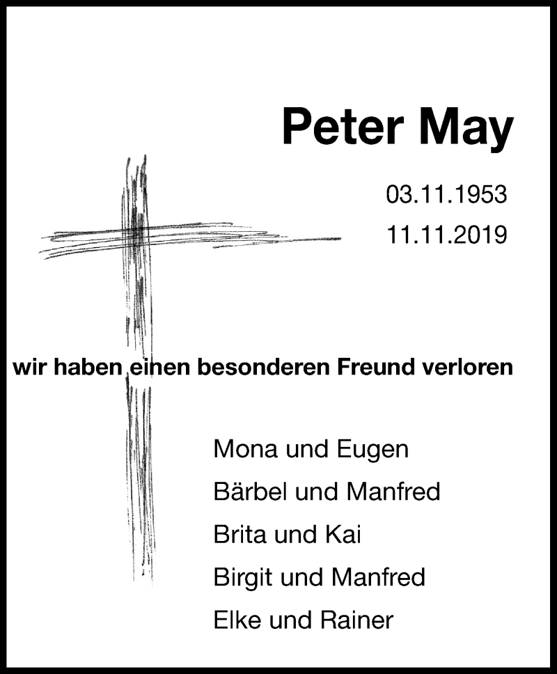  Traueranzeige für Peter May vom 23.11.2019 aus General-Anzeiger Bonn