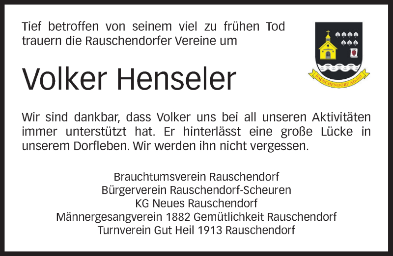  Traueranzeige für Volker Henseler vom 13.03.2019 aus General-Anzeiger Bonn