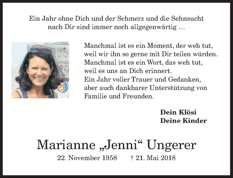  Traueranzeige für Marianne Ungerer vom 25.05.2019 aus General-Anzeiger Bonn