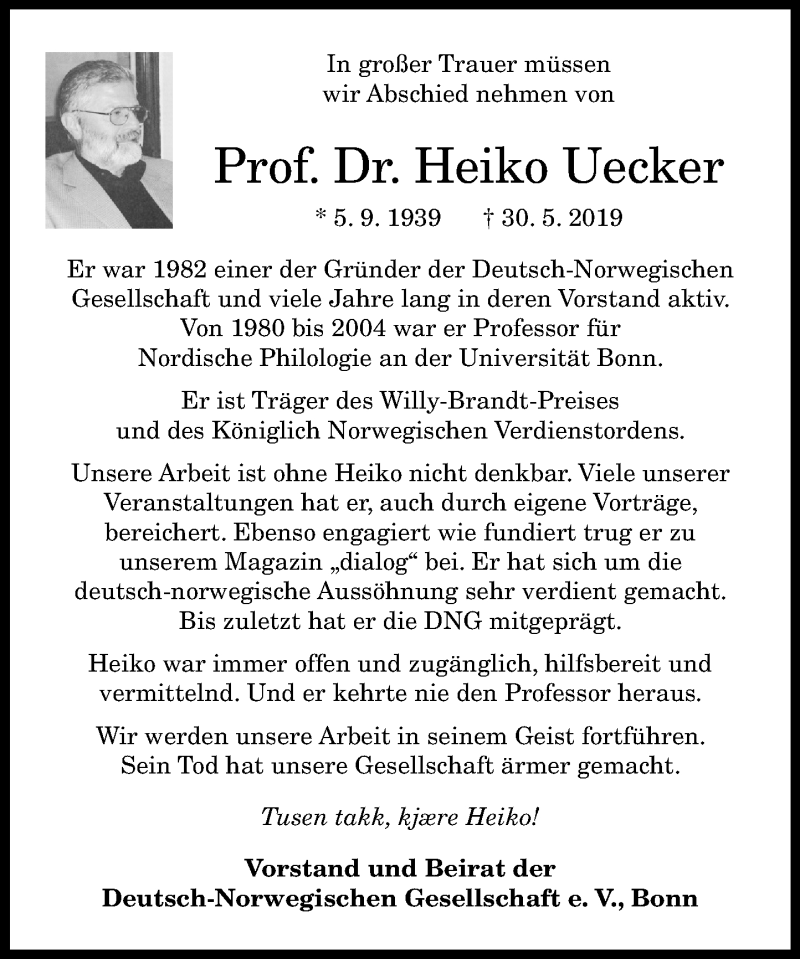  Traueranzeige für Heiko Uecker vom 22.06.2019 aus General-Anzeiger Bonn