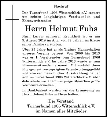 Anzeige von Helmut Fuhs von General-Anzeiger Bonn