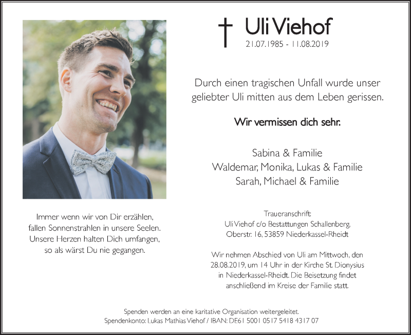  Traueranzeige für Uli Viehof vom 24.08.2019 aus General-Anzeiger Bonn