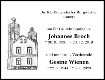 Anzeige von Johannes Broch von General-Anzeiger Bonn
