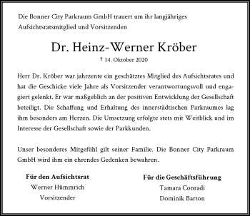 Anzeige von Heinz-Werner Kröber von General-Anzeiger Bonn
