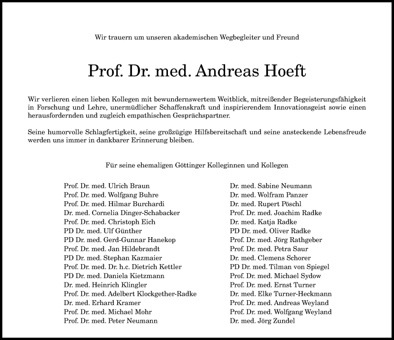  Traueranzeige für Andreas Hoeft vom 01.12.2020 aus General-Anzeiger Bonn
